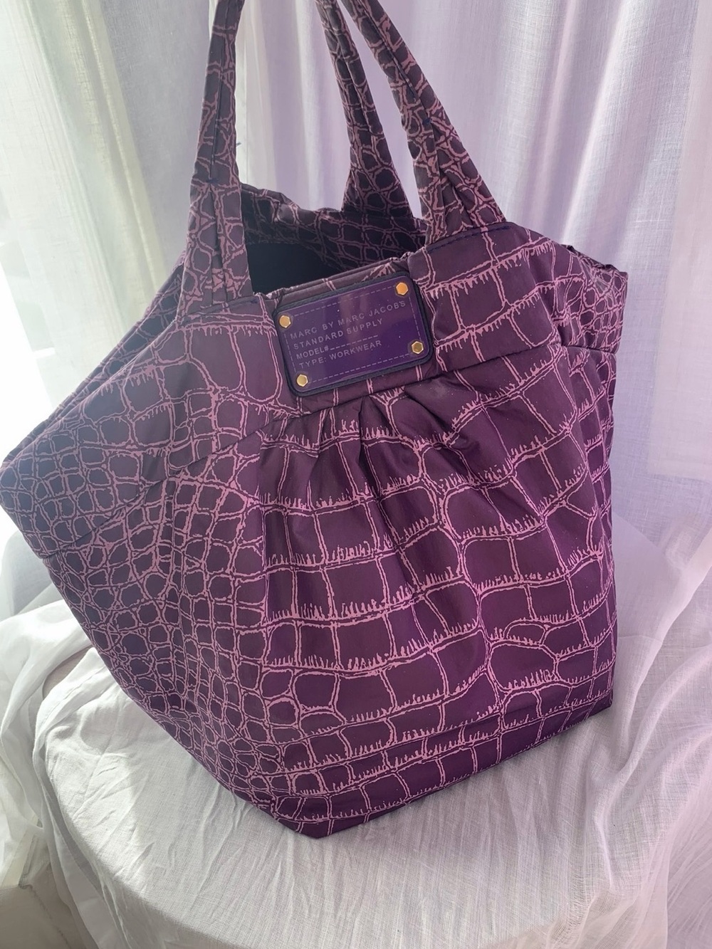 Marc By Marc Jacobs Plum Croc-Print Nylon Tote